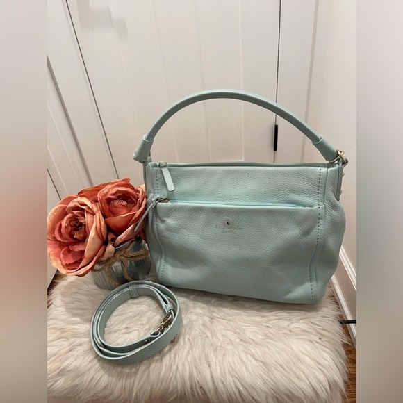 Kate Spade Women’s Two Way Bag Teal Pebbled Leather Small - Picture 2 of 8